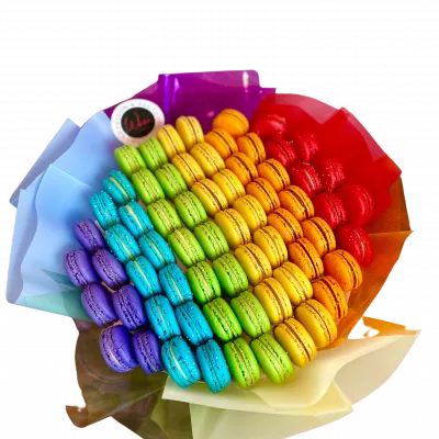 Rainbow macarons bouquet