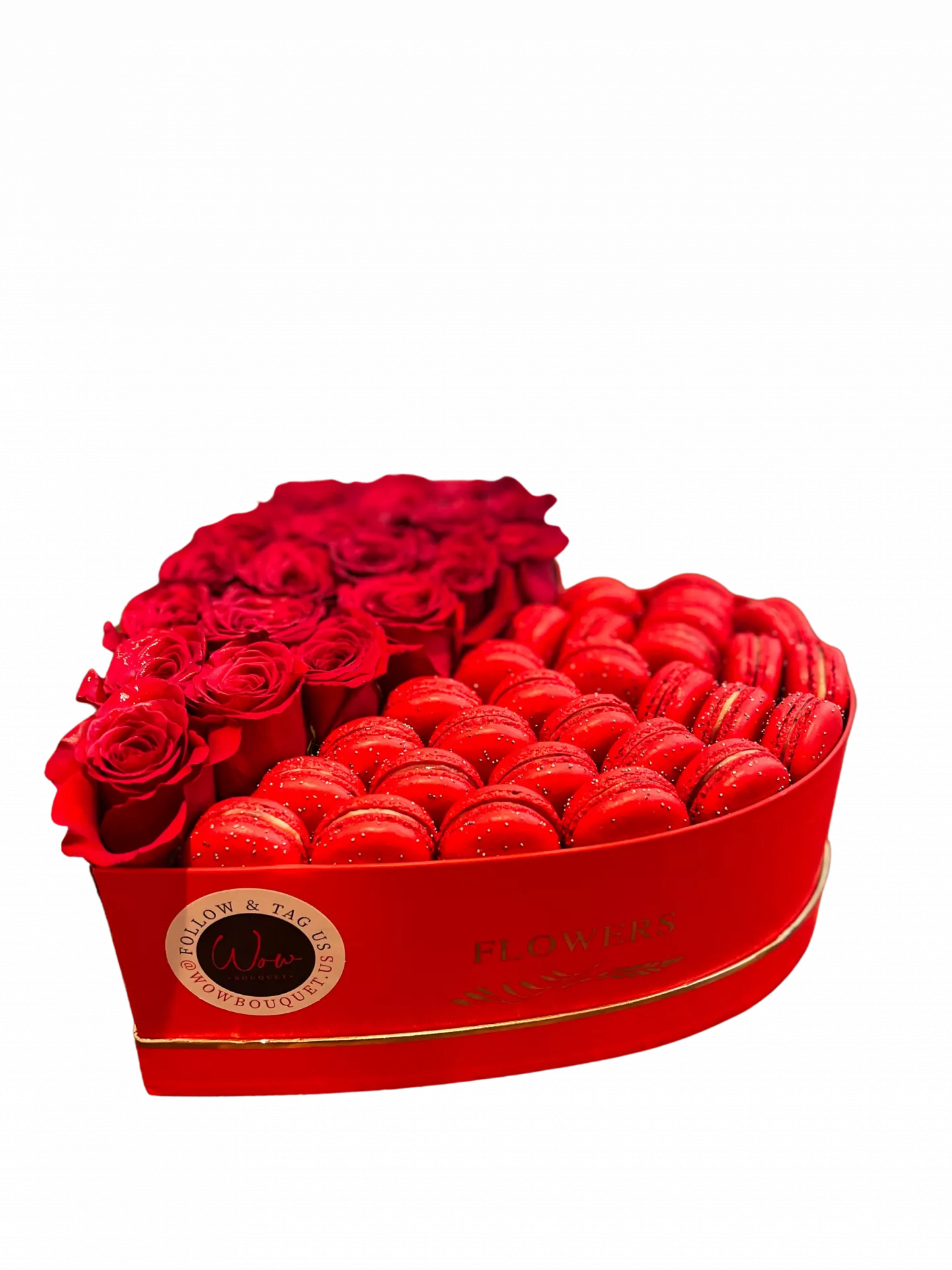 roses with macarons red