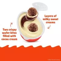 Close-up of a Kinder Surprise egg, showcasing its milk chocolate shell with a hint of the toy capsule inside