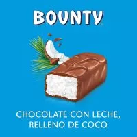 Close-up of a Bounty bar, revealing its moist coconut filling enveloped in smooth milk or dark chocolate.