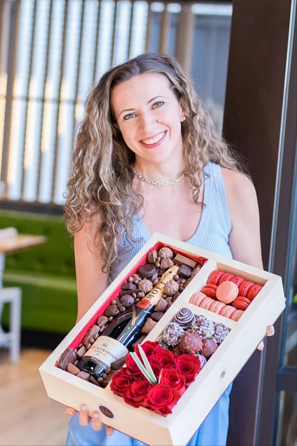 Luxury Gift Box with Champagne and Macaroons
