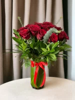 Romantic 24 long-stem red roses, perfect for an anniversary surprise