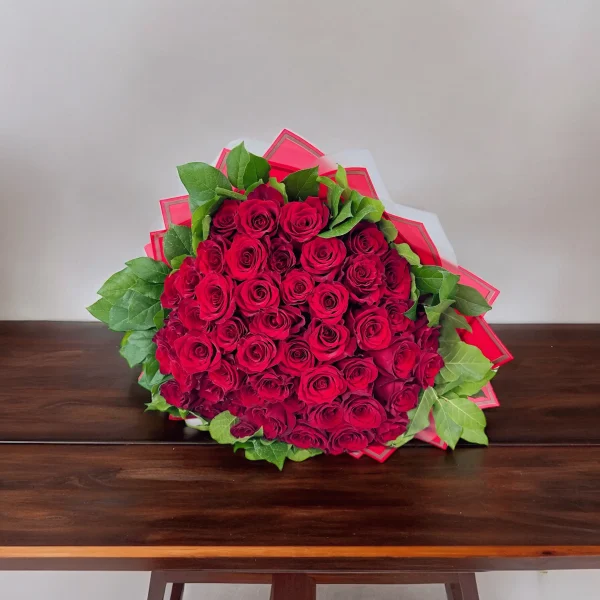 Stunning bouquet of 50 red roses