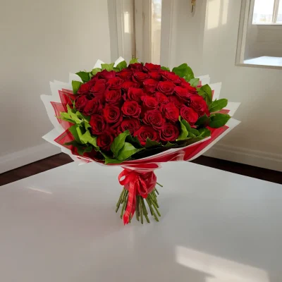50 red roses bouquet for same day delivery